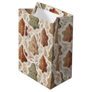 Gingerbread Cookies - Christmas Trees & Stars Medium Gift Bag