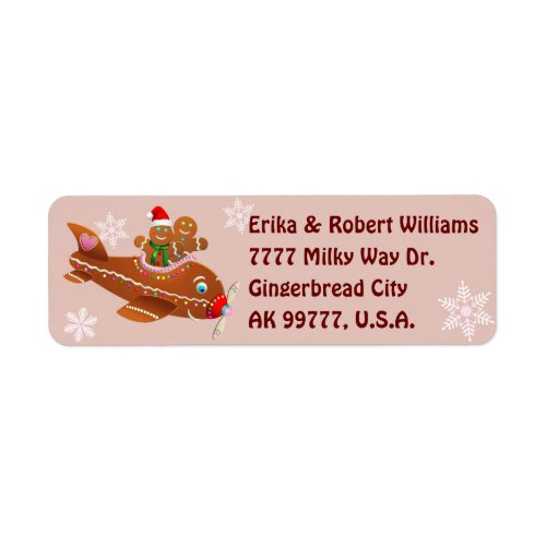 Gingerbread Cookies Christmassy Airplane Cartoon Label