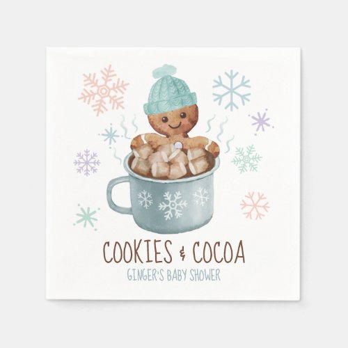 Gingerbread Cookies  Cocoa Boy Baby Shower  Napkins
