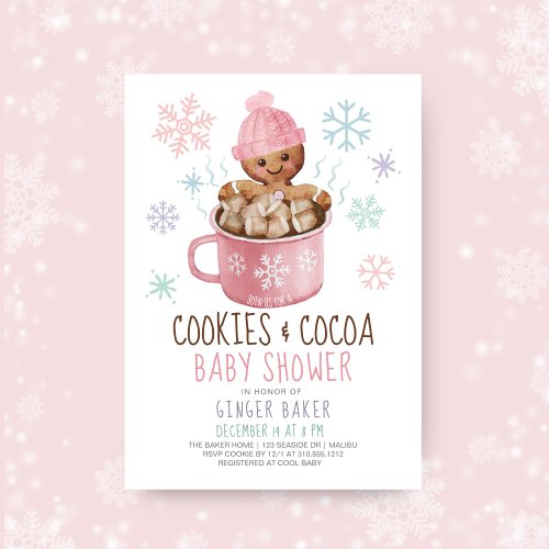 Gingerbread Cookies  Cocoa Girl Baby Shower  Invitation