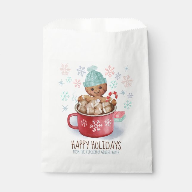 Gingerbread Cookies & Cocoa Happy Holidays  Favor Bag (Front)