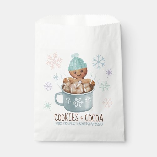 Gingerbread Cookies  Cocoa Winter Boy Baby Shower Favor Bag