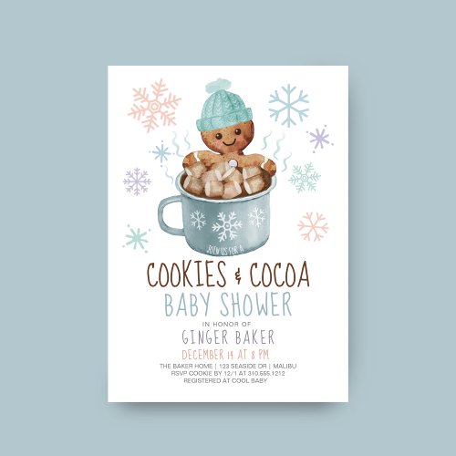 Gingerbread Cookies  Cocoa Winter Boy Baby Shower Invitation