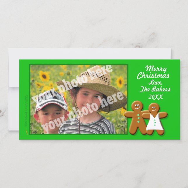 Gingerbread Cookies Couple Photo Card Template (Front)