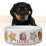 Gingerbread cookies cute Christmas pet bowl<br><div class="desc">Gingerbread cookies,  cute Christmas pet bowl with personalized pet name.</div>