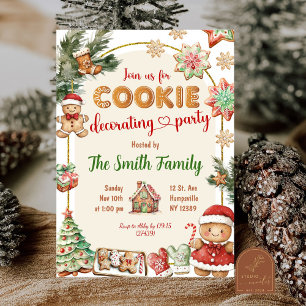 Gingerbread Cookies Decorating Christmas Party Invitation