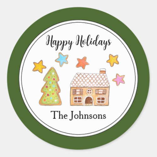 Gingerbread Cookies Family Christmas Holiday Gift Classic Round Sticker