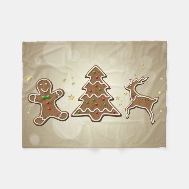 Gingerbread Cookies Fleece Blanket (Front (Horizontal))