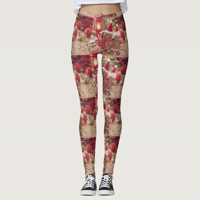 **GINGERBREAD COOKIES GALORE** CHRISTMAS LEGGINGS (Front)