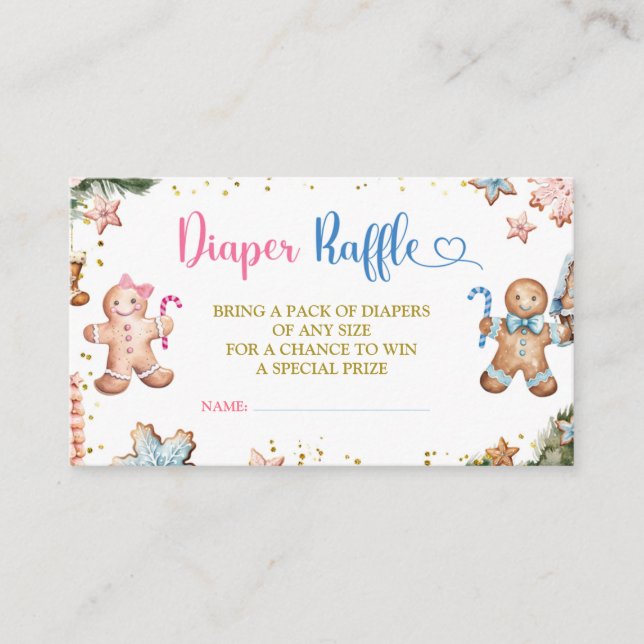 Gingerbread Cookies Gender Reveal Diaper Raffle Enclosure Card (Front)