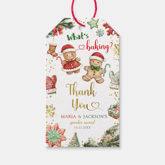 Gingerbread Cookies Gender Reveal Gift Tags (Front)
