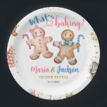 Gingerbread Cookies Gender Reveal Paper Plate<br><div class="desc">Christmas Cookies Gender Reveal Plate,  Winter Pink Bow Paper Plate,  Christmas Ornaments Gender Reveal Paper Plate,  Gingerbread House Christmas Gender Reveal,  Whats Baking Cookies Gender Reveal Invitation.</div>