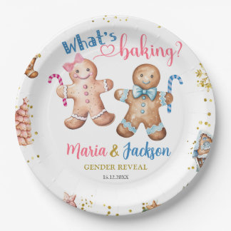 Gingerbread Cookies Gender Reveal Paper Plate