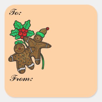 Gingerbread Cookies Gift Tag Sticker by christmas_tshirts at Zazzle