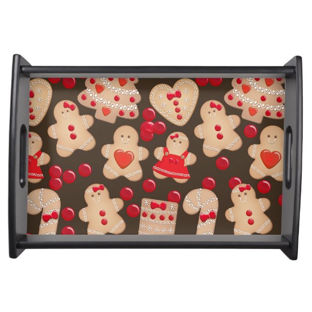 Gingerbread Cookies Holiday Cookie Christmas Serving Tray (Front)