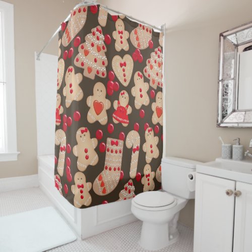 Gingerbread Cookies Holiday Cookie Christmas Shower Curtain