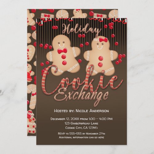 Gingerbread Cookies Holiday Cookie Exchange Party Invitation