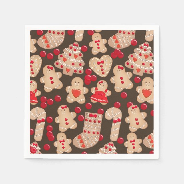 Gingerbread Cookies Holiday Cookie Exchange Party Paper Napkins (Front)
