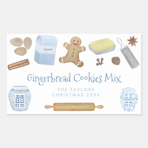 Gingerbread Cookies In A Jar Gift Or Party Favor Rectangular Sticker
