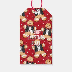 Gingerbread Cookies in Tuxedos Christmas Gift Tags