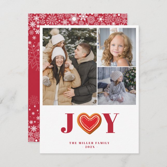 Gingerbread Cookies Joy Christmas Multi Photo Card (Front/Back)