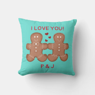 Gingerbread cookies man and girl in love custom throw pillow