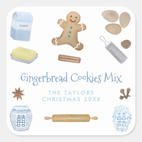 Gingerbread Cookies Mix Gift Or Party Favor Square Sticker