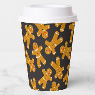 Gingerbread Cookies on black Paper Cups