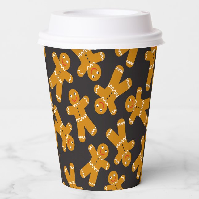Gingerbread Cookies on black  Paper Cups (Front)