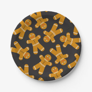 Gingerbread Cookies on black Paper Plates