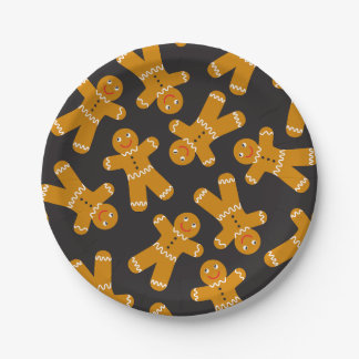 Gingerbread Cookies on black Paper Plates
