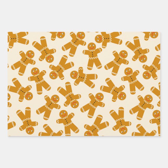 Gingerbread Cookies on Cream  Wrapping Paper Sheets (Front)