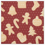 Gingerbread Cookies on Red Dots Pattern Holiday Fabric