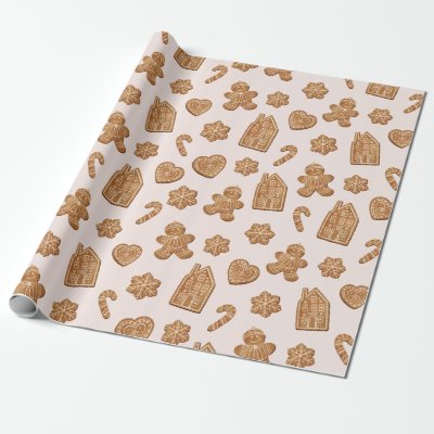 Gingerbread Cookies Pattern Christmas Holiday Wrapping Paper
