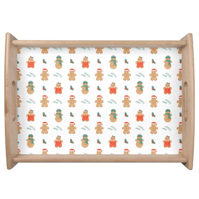 Gingerbread Cookies Pattern Serving Tray (Front)