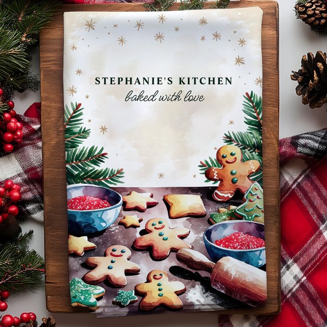Gingerbread Cookies Personalized Christmas Kitchen Towel (Creator Uploaded)
