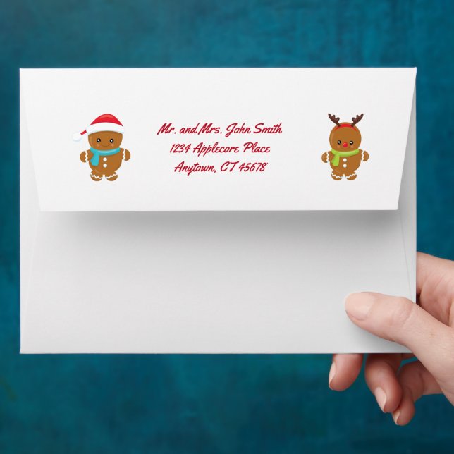 Gingerbread Cookies Personalized Return Address Envelope (Hand)