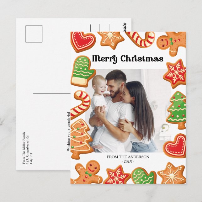 Gingerbread Cookies Photo Christmas  Postcard (Front/Back)