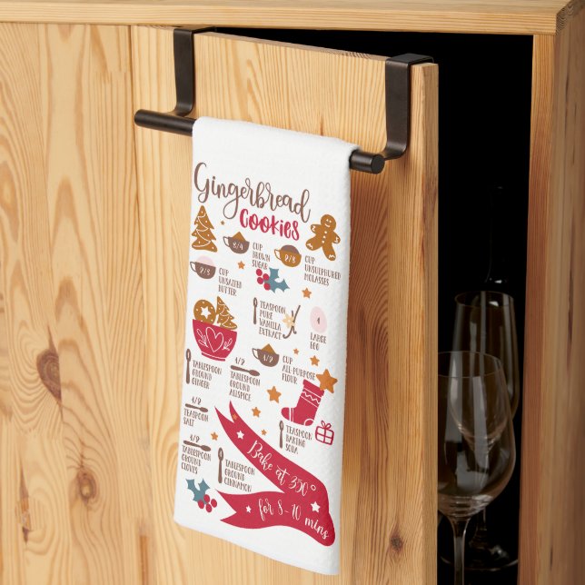 Gingerbread Cookies Recipe Kitchen Towel (Thirds Fold)