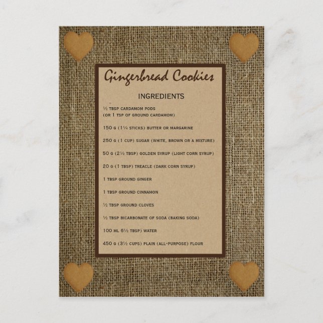 Gingerbread cookies recipe - Pepparkaka Postcard (Front)