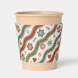 Gingerbread Cookies Red Green Stripes Coffee Cup Sleeve