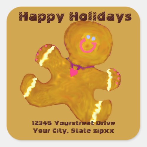 Gingerbread Cookies return address Square Sticker