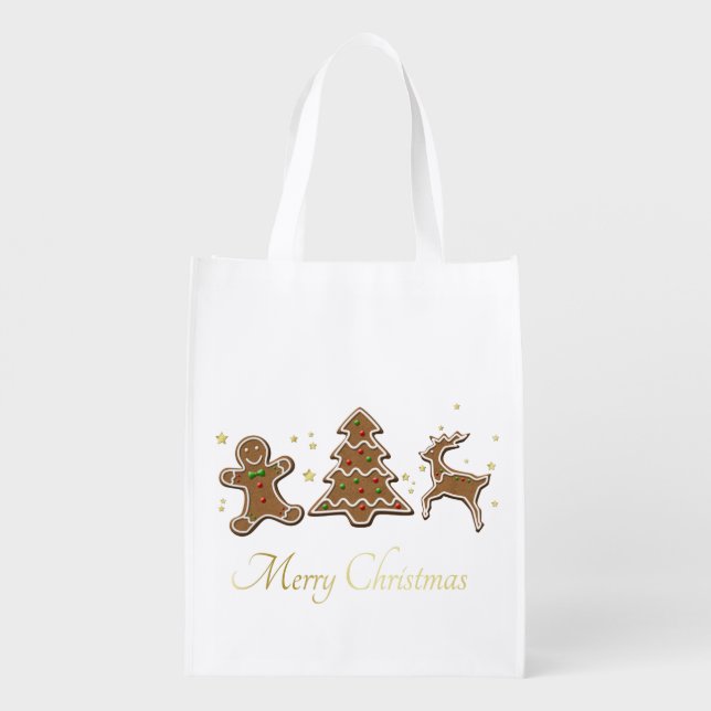Gingerbread Cookies Reusable Grocery Bag (Back)