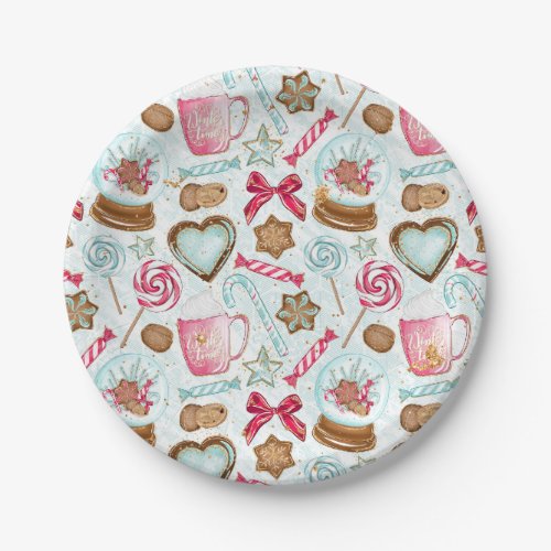 Gingerbread Cookies Snowglobe Candy Paper Plate