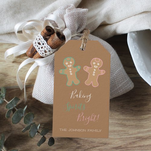 Gingerbread Cookies Spirits Bright Holiday Gift Tags