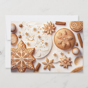 Gingerbread Cookies with Cinnamon Snowflakes Holiday Card