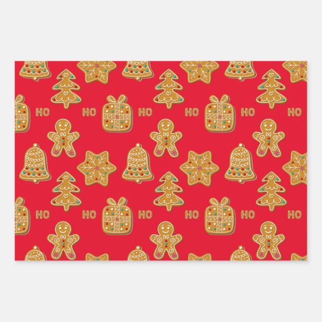 Gingerbread Cookies Wrapping Paper Sheets (Front)