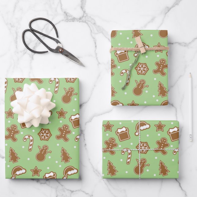 Gingerbread Cookies Wrapping Paper Sheets (Front)