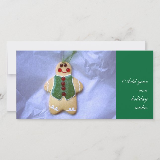Gingerbread Cooking Ornament Photocard Holiday Card (Front)