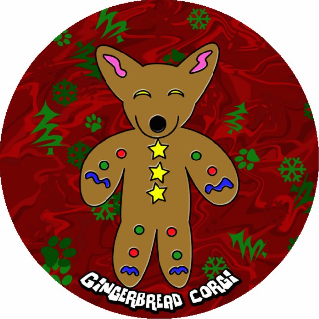 Gingerbread Corgi Christmas Ornament (Front)